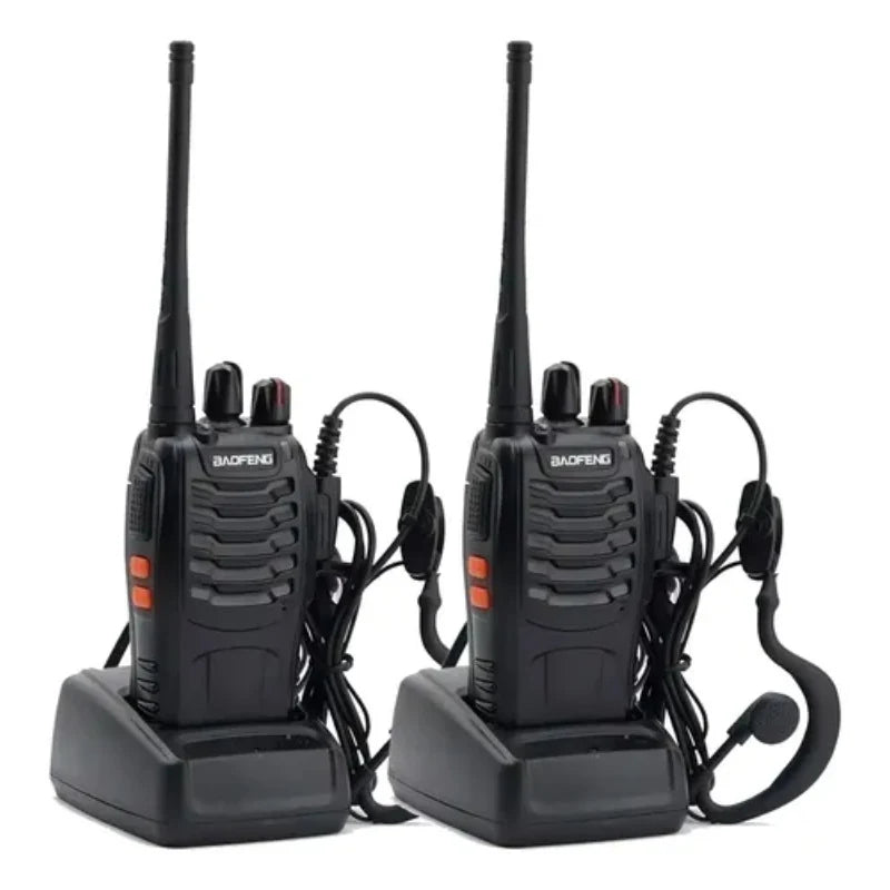 Kit x2 Radios Comunicadores UHF 16 Canales con Auriculares para Trabajo y Seguridad