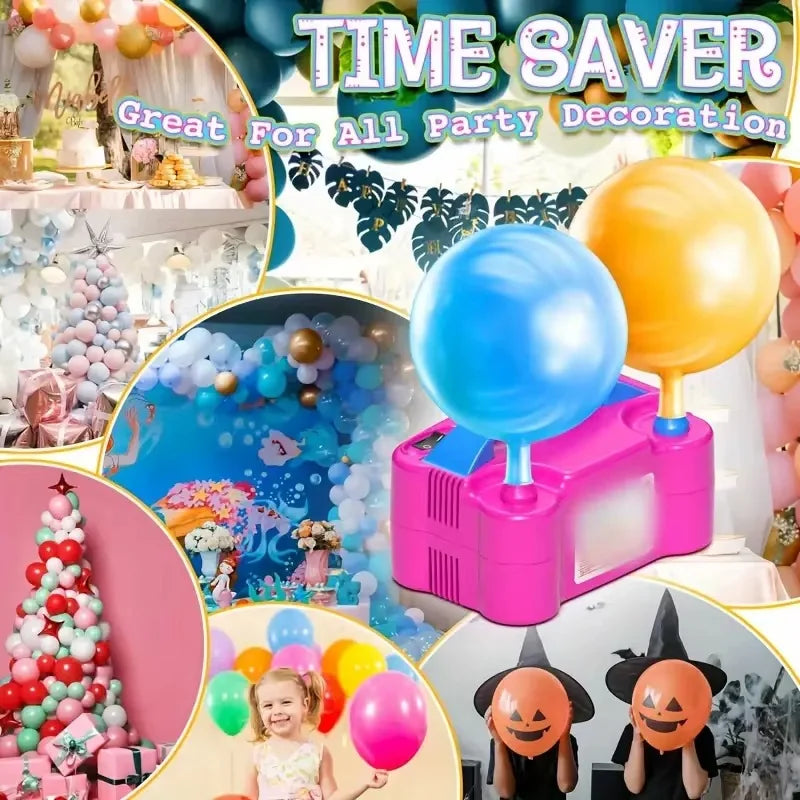 Bomba Eléctrica para Inflar Globos con Doble Boquilla – Fiestas y Decoraciones