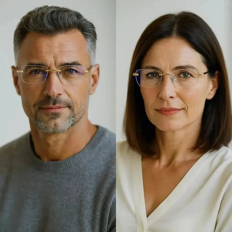 Gafas de Lectura Sin Marco con Filtro de Luz Azul – Visión Clara y Estilo Ligero