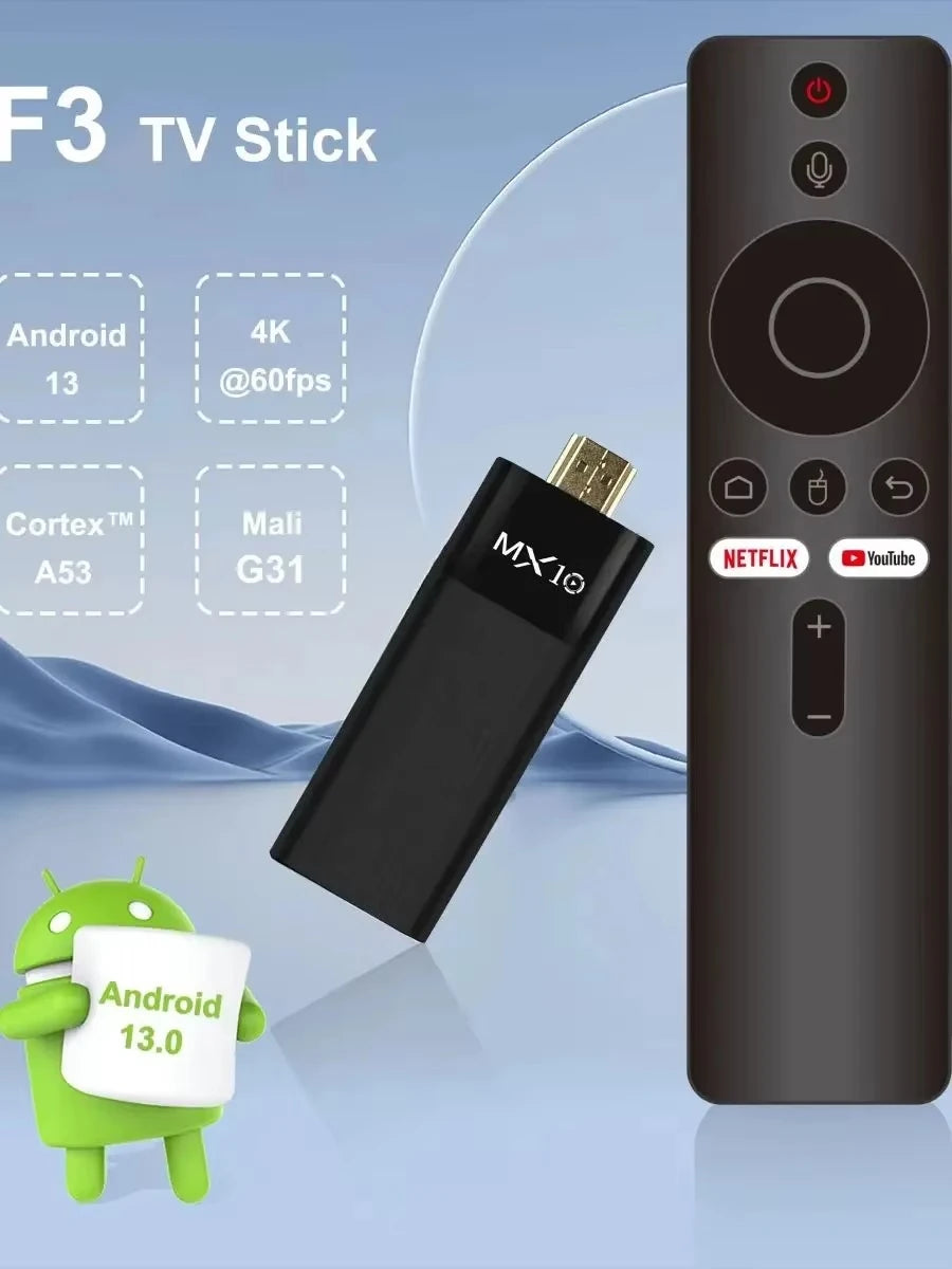 TV Stick Android 4K Quad Core con WiFi 2.4G/5G – Convierte tu Televisor en Smart TV
