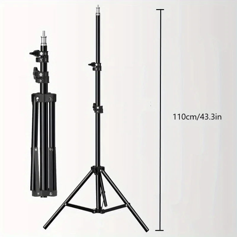 Kit de Luz LED RGB 10” con Trípode Ajustable y Soporte para Celular