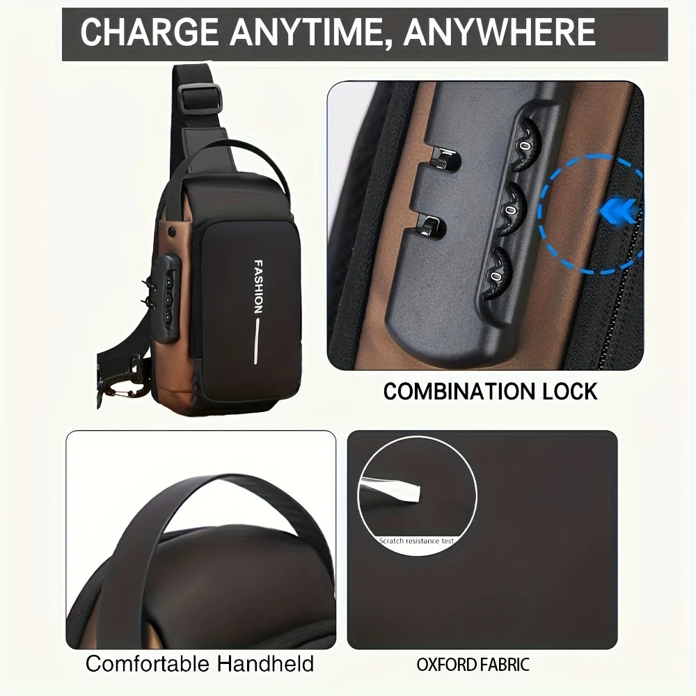 Bolso Manos Libres Antirrobo para Hombre con Clave y Correa Ajustable