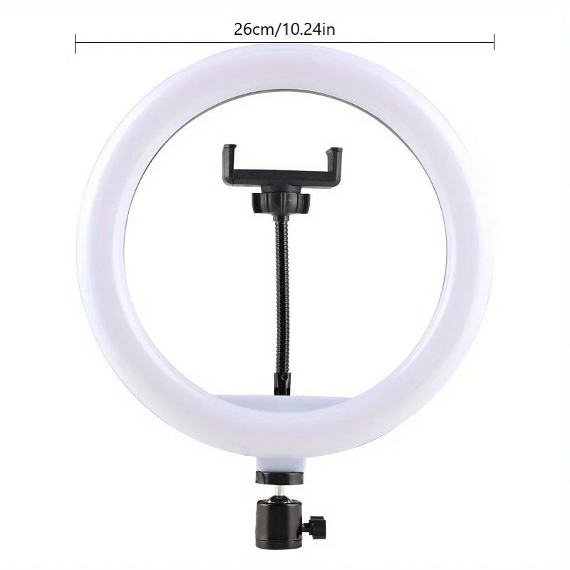 Kit de Luz LED RGB 10” con Trípode Ajustable y Soporte para Celular
