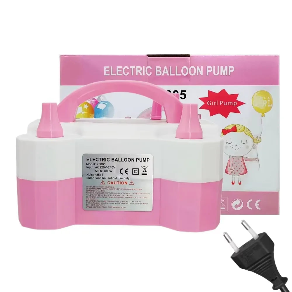 Bomba Eléctrica para Inflar Globos con Doble Boquilla – Fiestas y Decoraciones