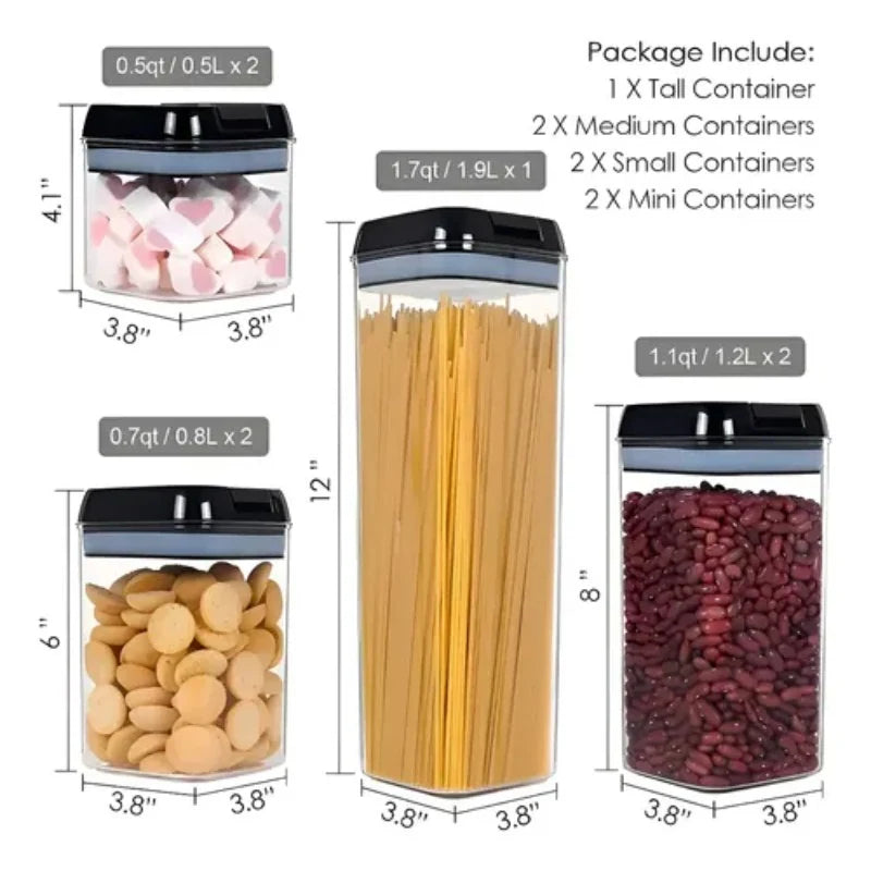 Set x7 Contenedores Herméticos para Despensa – Organiza Pasta, Granos y Especias